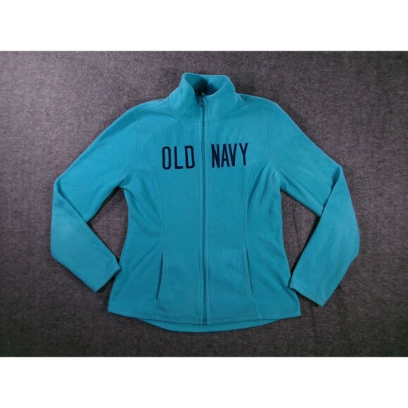 Old Navy Fleece Jacket Womens M Teal Full Zip Pockets Cozy Long Sleeve Casual - Picture 1 of 12